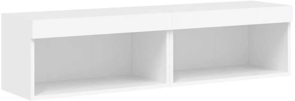 TV staliukas TV spintelės su LED lemputėmis, 2vnt., baltos, 60x30x30cm
