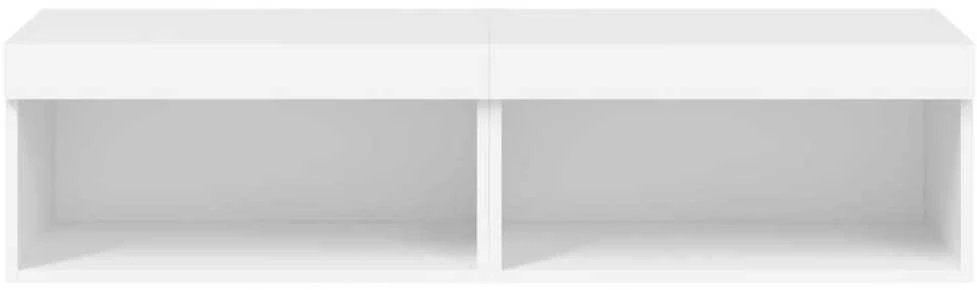 TV staliukas TV spintelės su LED lemputėmis, 2vnt., baltos, 60x30x30cm