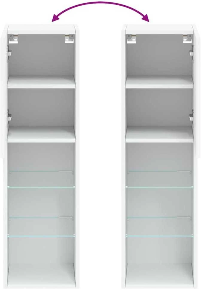 TV staliukas TV spintelės su LED lemputėmis, 2vnt., baltos, 30,5x30x102cm