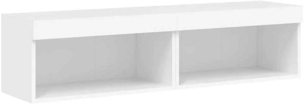 TV staliukas TV spintelės su LED lemputėmis, 2vnt., baltos, 60x30x30cm