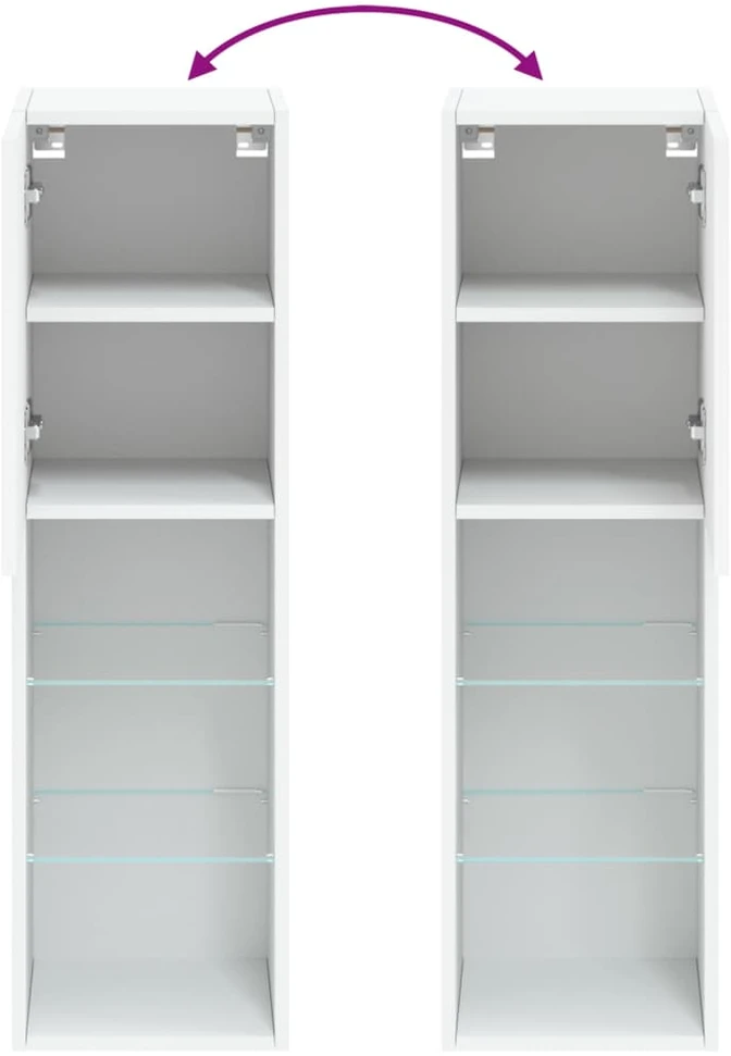 TV staliukas TV spintelės su LED lemputėmis, 2vnt., baltos, 30,5x30x102cm
