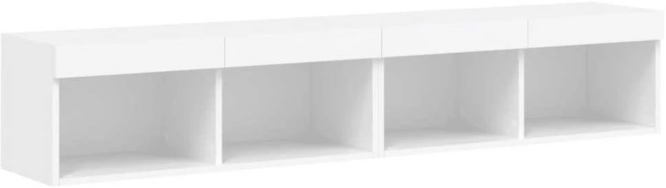 TV staliukas TV spintelės su LED lemputėmis, 2vnt., baltos, 80x30x30cm