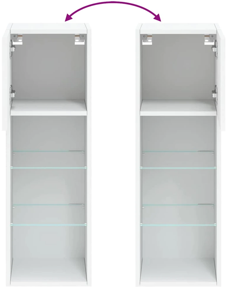 TV staliukas TV spintelės su LED lemputėmis, 2vnt., baltos, 30,5x30x90cm