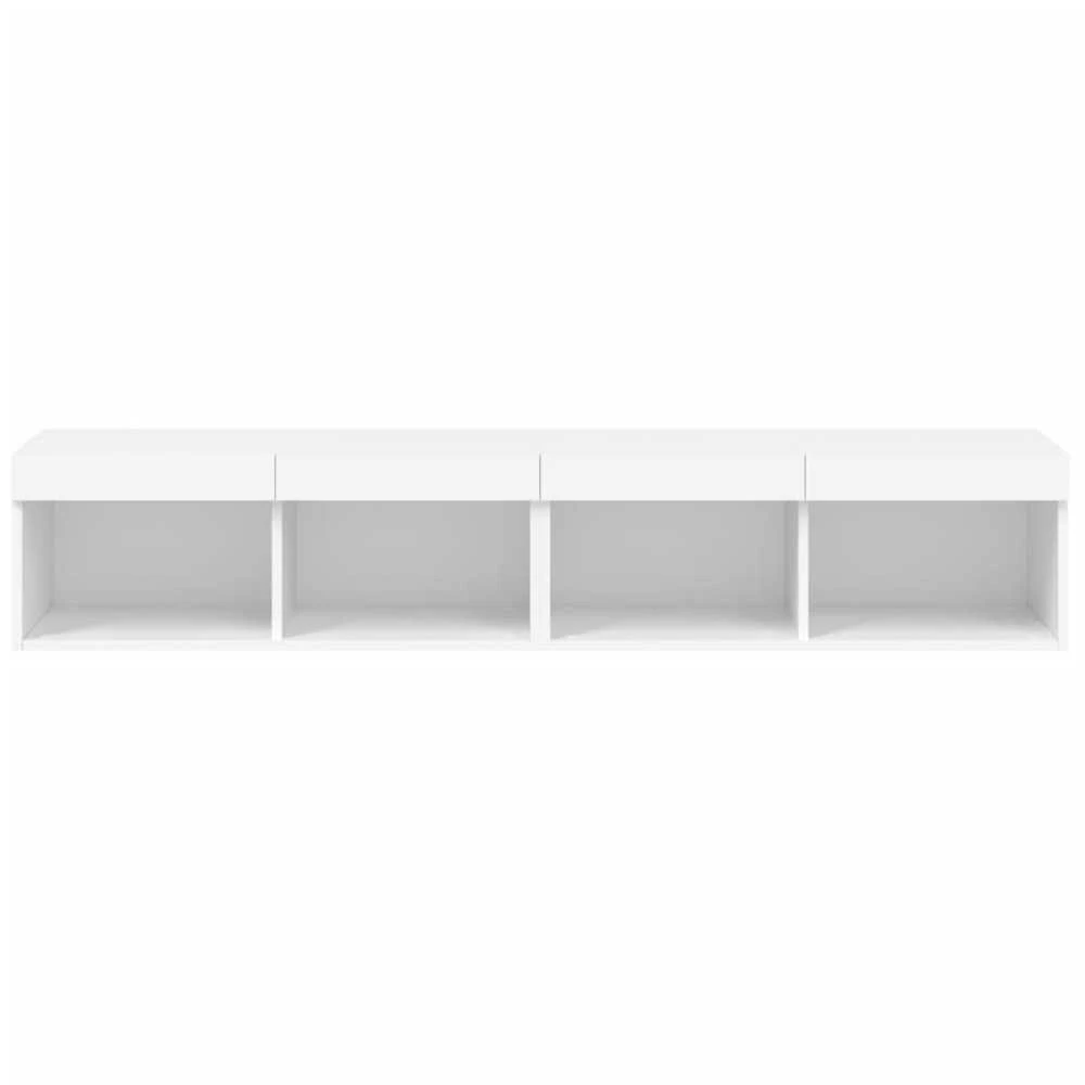 TV staliukas TV spintelės su LED lemputėmis, 2vnt., baltos, 80x30x30cm
