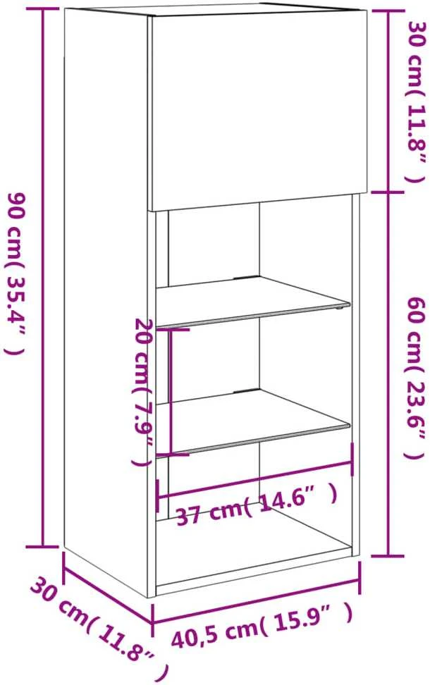 TV staliukas TV spintelės su LED lemputėmis, 2vnt., baltos, 40,5x30x90cm