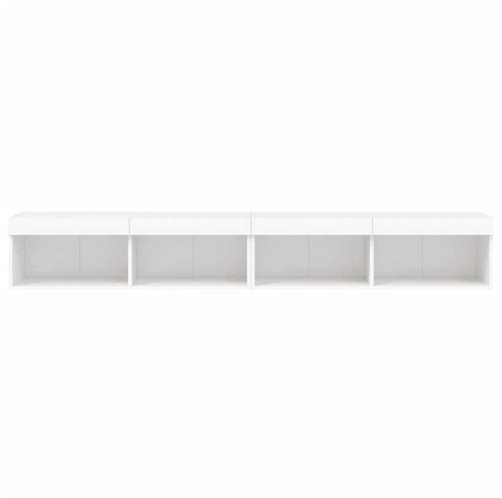 TV staliukas TV spintelės su LED lemputėmis, 2vnt., baltos, 100x30x30cm