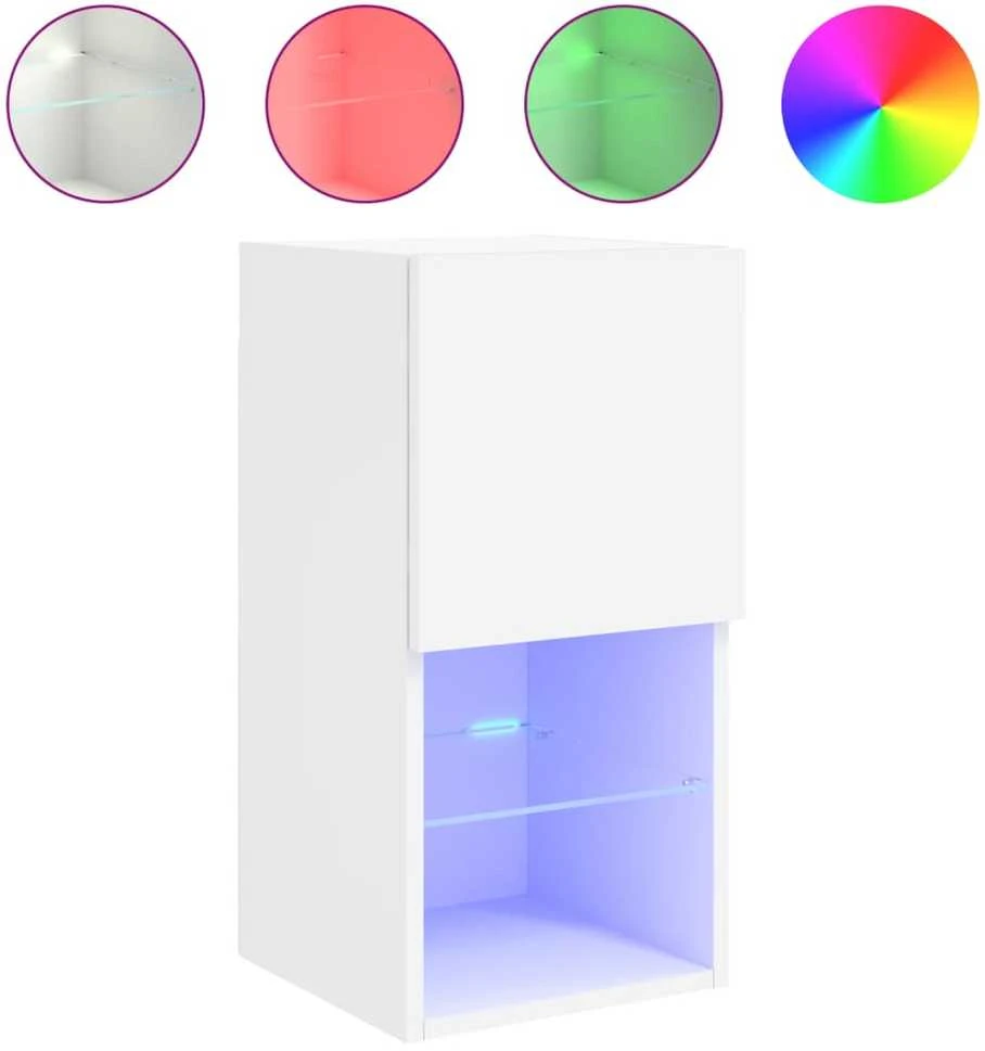 TV staliukas TV spintelės su LED lemputėmis, 2vnt., baltos, 30,5x30x60cm
