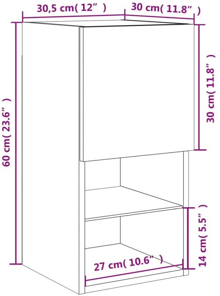 TV staliukas TV spintelės su LED lemputėmis, 2vnt., baltos, 30,5x30x60cm