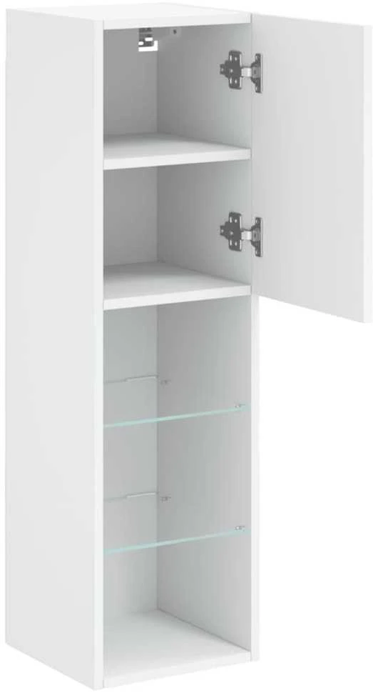 TV staliukas TV spintelės su LED lemputėmis, 2vnt., baltos, 30,5x30x102cm