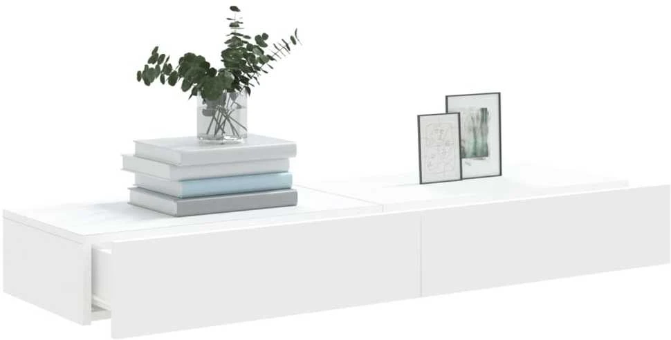 TV staliukas TV spintelės su LED lemputėmis, 2vnt., baltos, 60x35x15,5cm