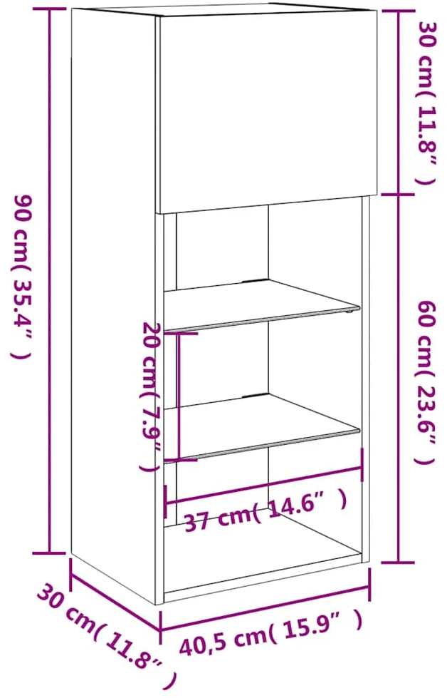 TV staliukas TV spintelės su LED lemputėmis, 2vnt., baltos, 40,5x30x90cm