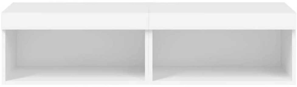 TV staliukas TV spintelės su LED lemputėmis, 2vnt., baltos, 60x30x30cm