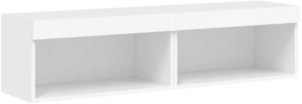 TV staliukas TV spintelės su LED lemputėmis, 2vnt., baltos, 60x30x30cm