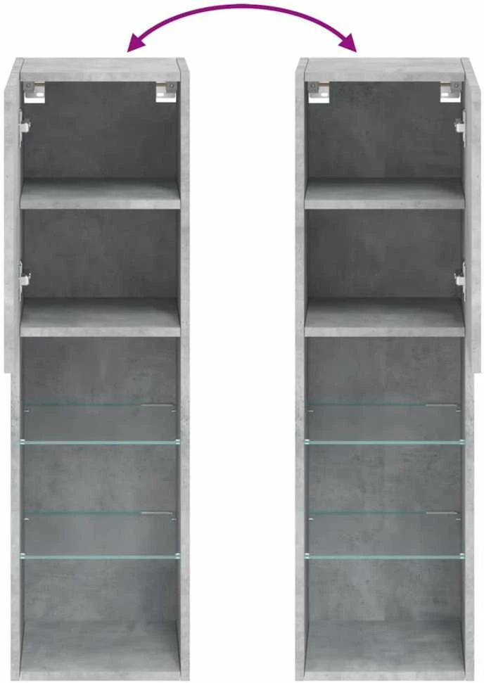 TV staliukas TV spintelės su LED lemputėmis, 2vnt., betono, 30,5x30x102cm