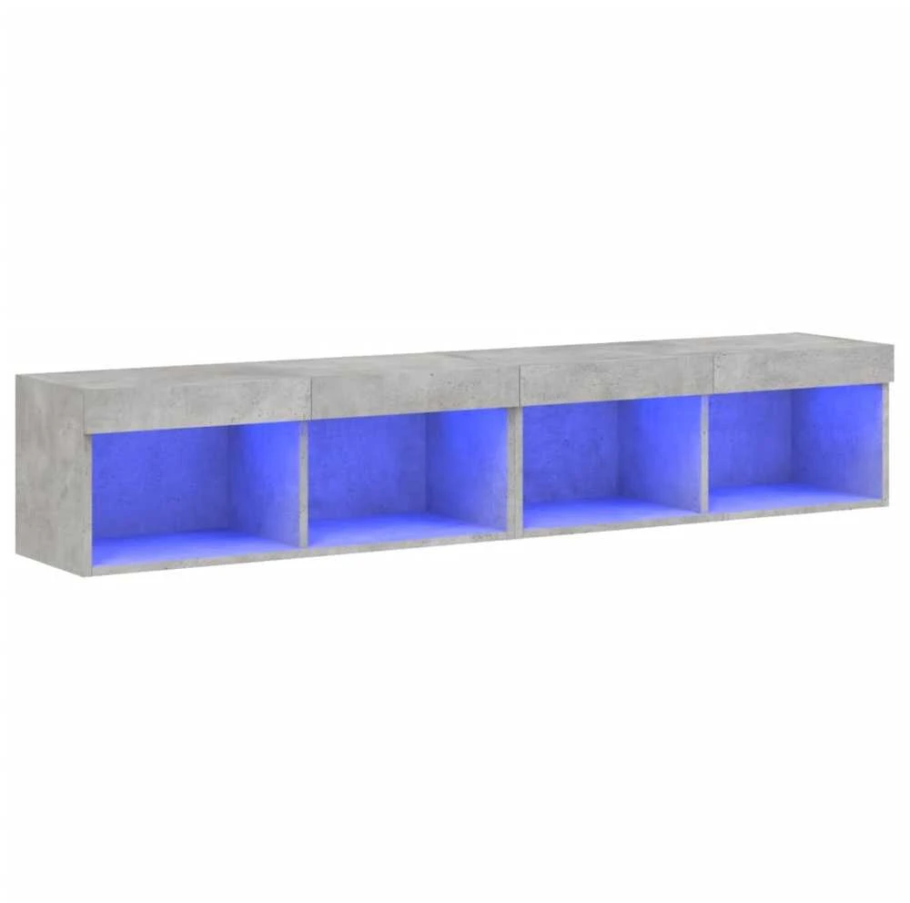 TV staliukas TV spintelės su LED lemputėmis, 2vnt., betono, 80x30x30cm