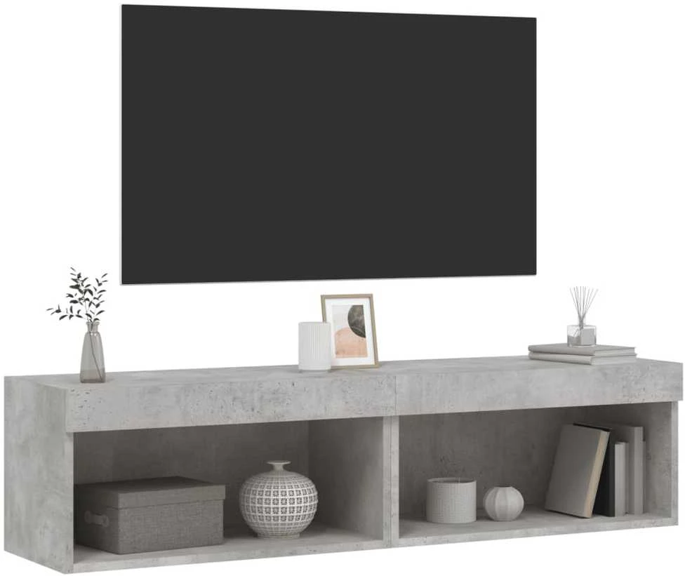 TV staliukas TV spintelės su LED lemputėmis, 2vnt., betono, 60x30x30cm