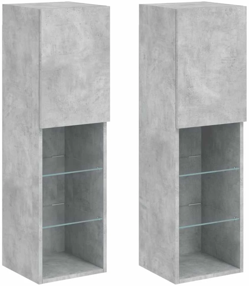 TV staliukas TV spintelės su LED lemputėmis, 2vnt., betono, 30,5x30x102cm