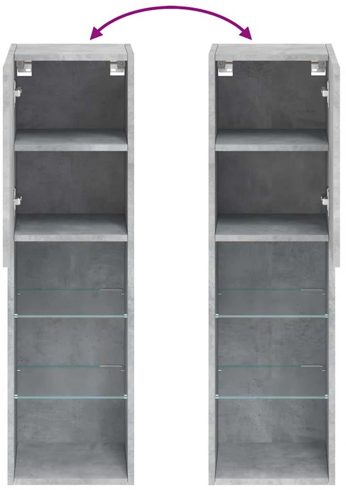 TV staliukas TV spintelės su LED lemputėmis, 2vnt., betono, 30,5x30x102cm