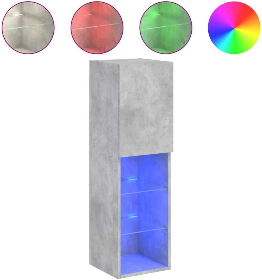 TV staliukas TV spintelės su LED lemputėmis, 2vnt., betono, 30,5x30x102cm