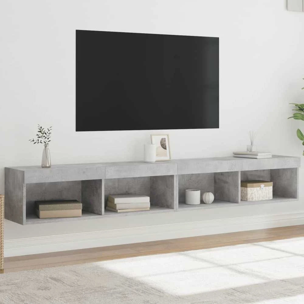 TV staliukas TV spintelės su LED lemputėmis, 2vnt., betono, 100x30x30cm
