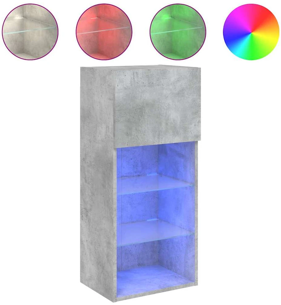 TV staliukas TV spintelės su LED lemputėmis, 2vnt., betono, 40,5x30x90cm