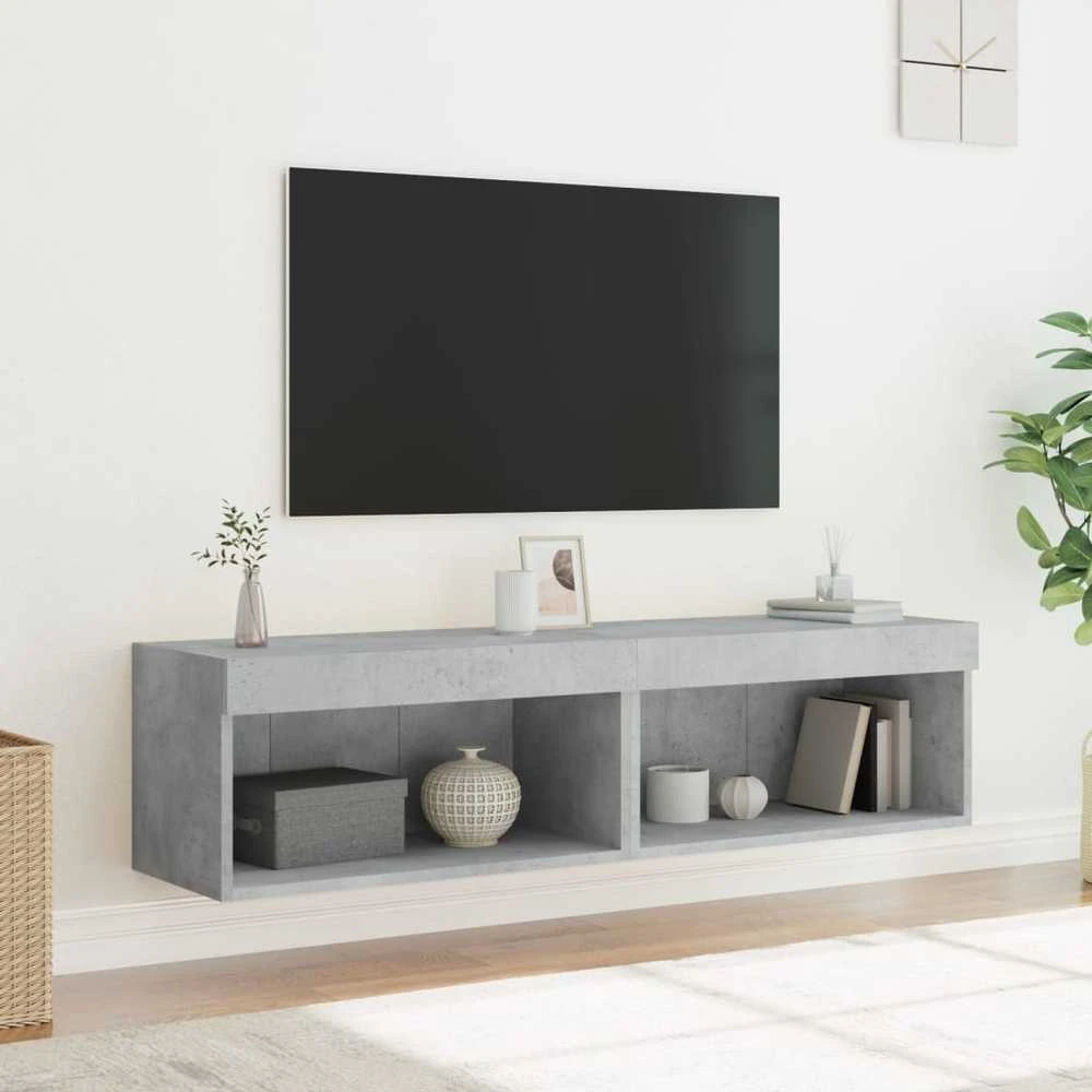 TV staliukas TV spintelės su LED lemputėmis, 2vnt., betono, 60x30x30cm