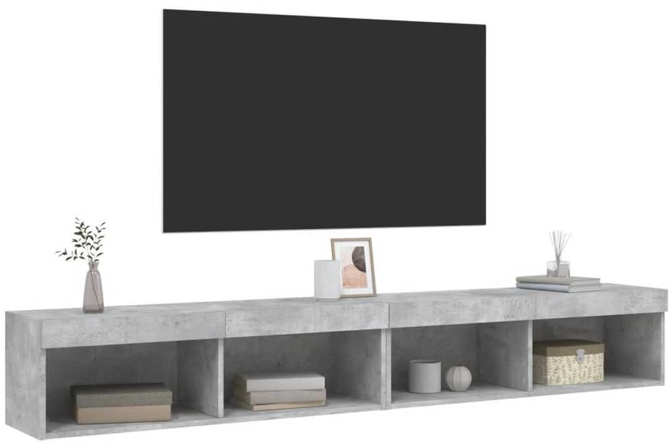 TV staliukas TV spintelės su LED lemputėmis, 2vnt., betono, 100x30x30cm