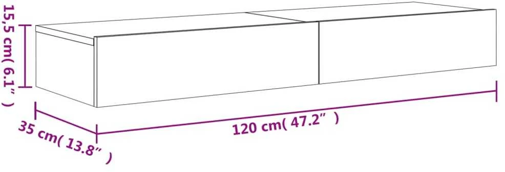 TV staliukas TV spintelės su LED lemputėmis, 2vnt., betono, 60x35x15,5cm