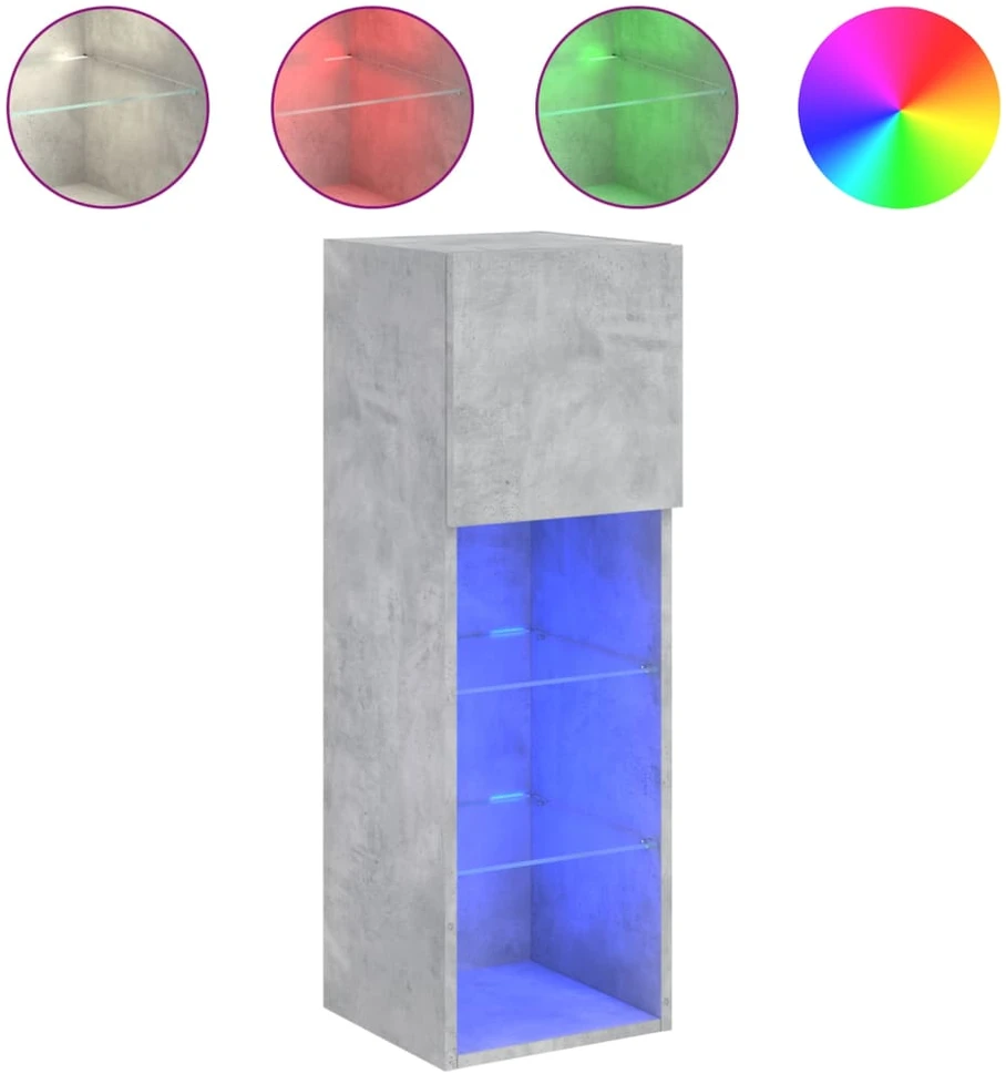 TV staliukas TV spintelės su LED lemputėmis, 2vnt., betono, 30,5x30x90cm