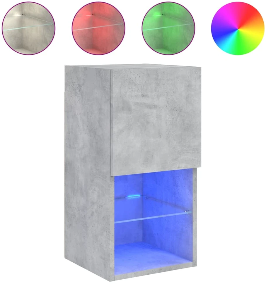 TV staliukas TV spintelės su LED lemputėmis, 2vnt., betono, 30,5x30x60cm