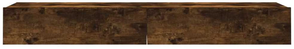 TV staliukas TV spintelės su LED lemputėmis, 2vnt., dūminės, 60x35x15,5cm