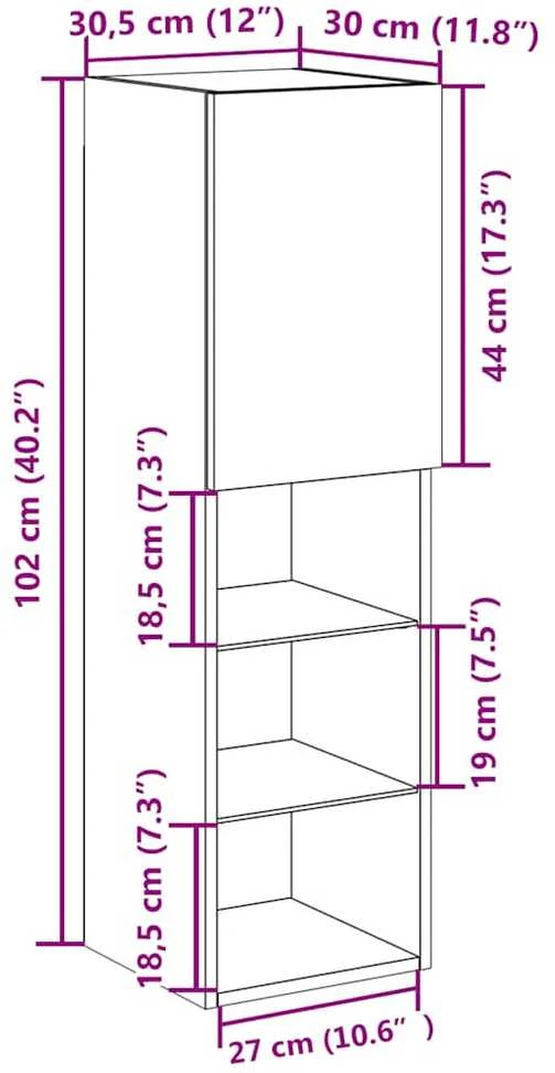 TV staliukas TV spintelės su LED lemputėmis, 2vnt., medienos, 30,5x30x102cm