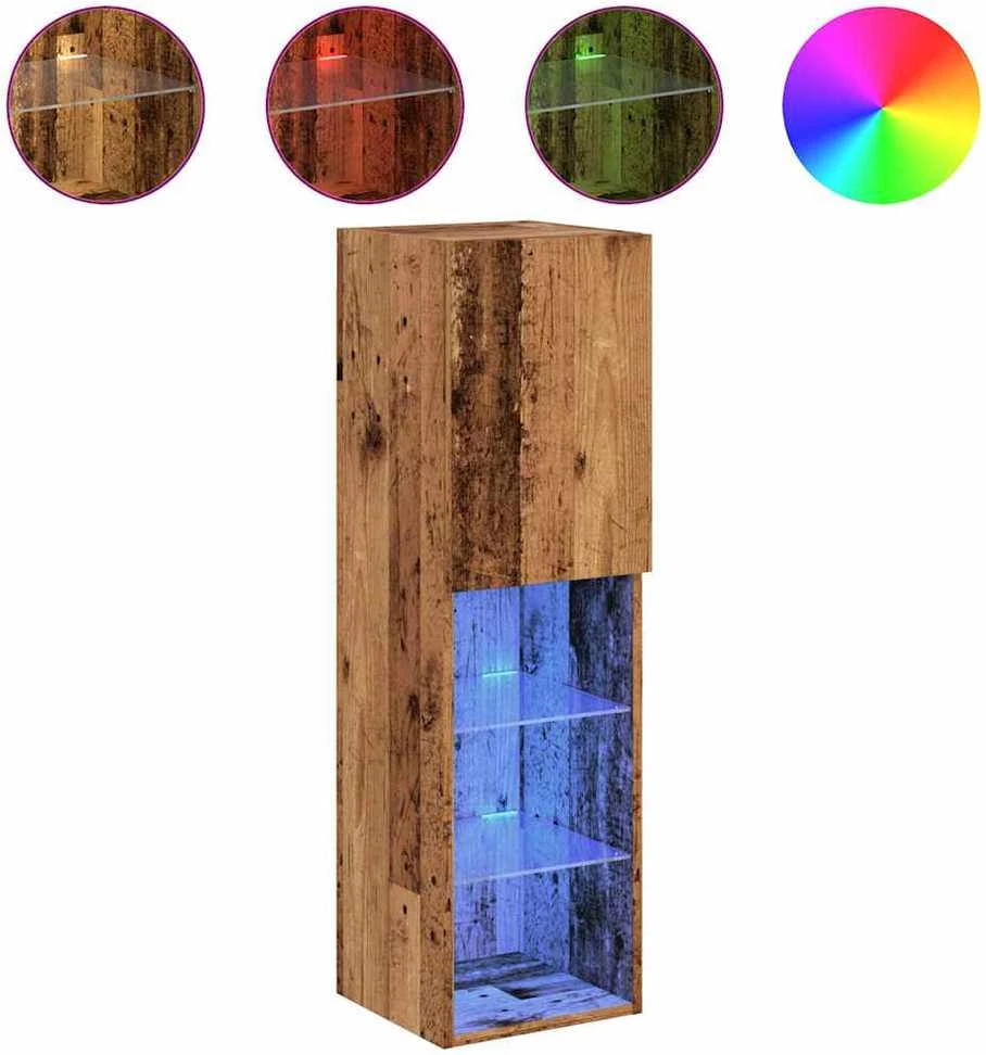 TV staliukas TV spintelės su LED lemputėmis, 2vnt., medienos, 30,5x30x102cm
