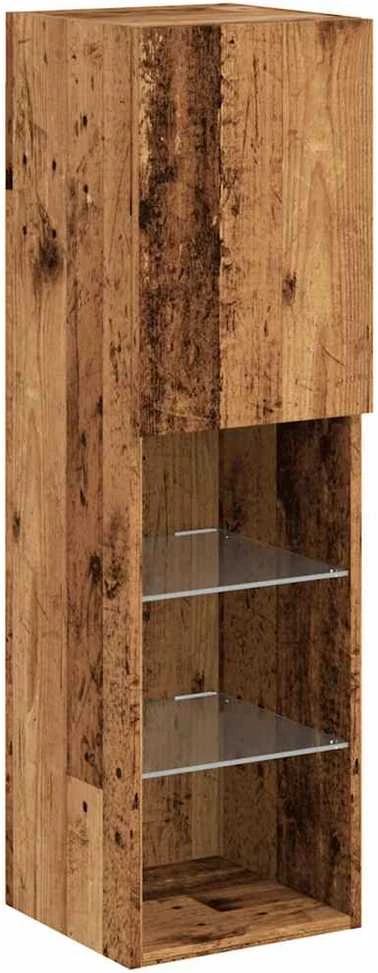 TV staliukas TV spintelės su LED lemputėmis, 2vnt., medienos, 30,5x30x102cm