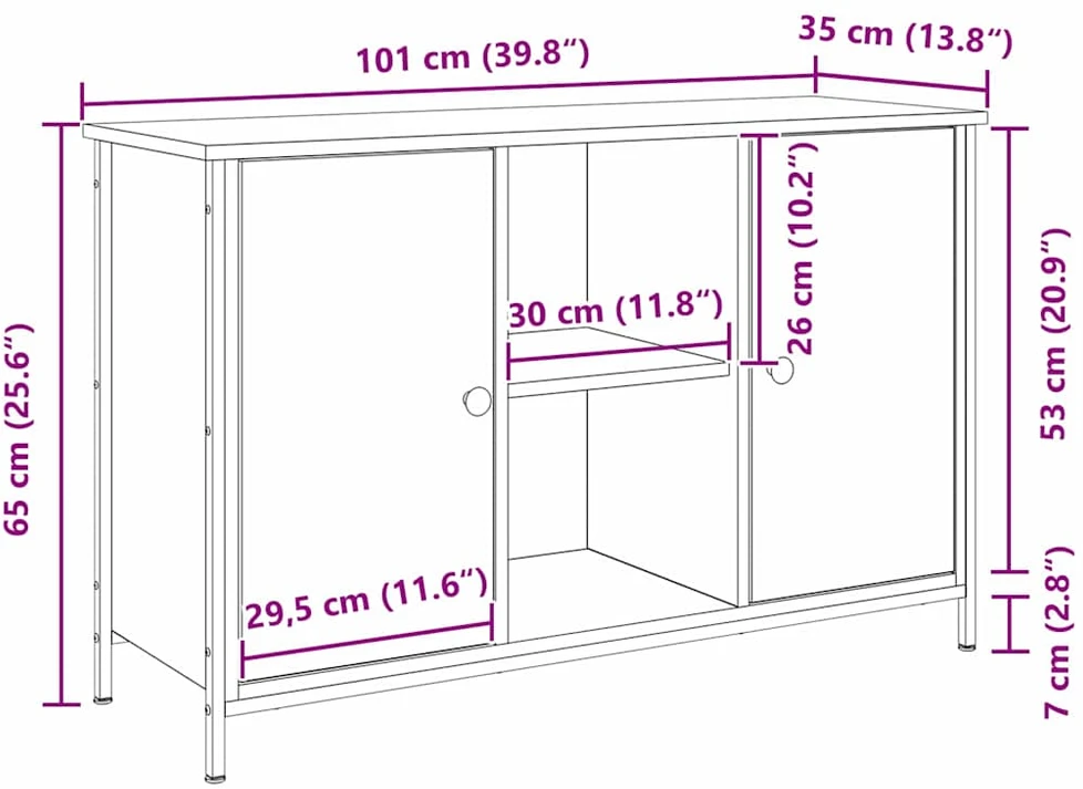 TV staliukas TV spintelių komplektas 101 x 35 x 65 cm Amatininkų ąžuolas