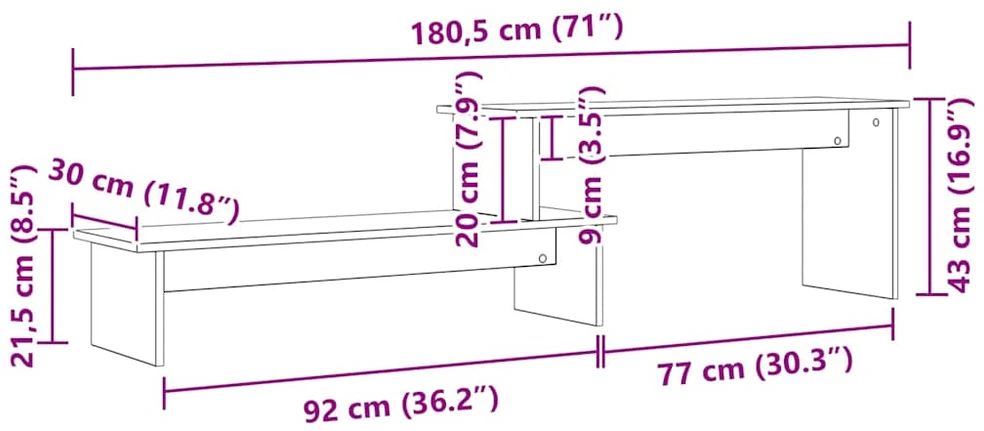 TV staliukas TV spintelių komplektas 180,5 x 30 x 43 cm Amatininkų ąžuolas