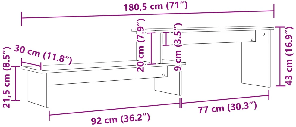 TV staliukas TV spintelių komplektas 180,5 x 30 x 43 cm Amatininkų ąžuolas