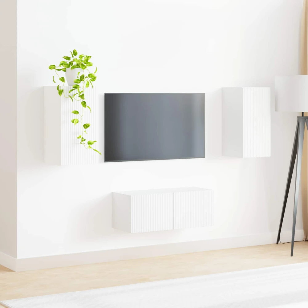 TV staliukas TV spintelių komplektas 2 vnt. Balta