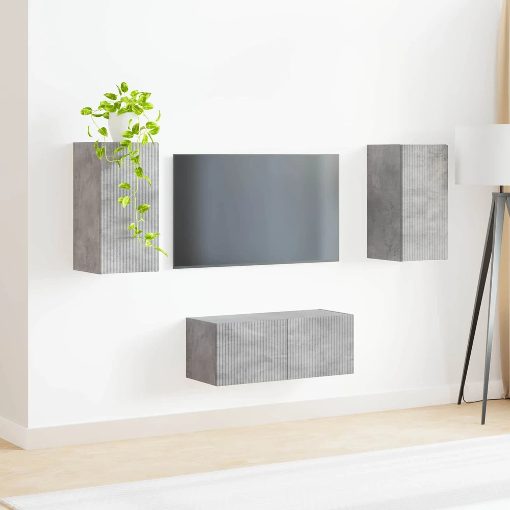 TV staliukas TV spintelių komplektas 2 vnt. Betono pilka Apdirbta mediena