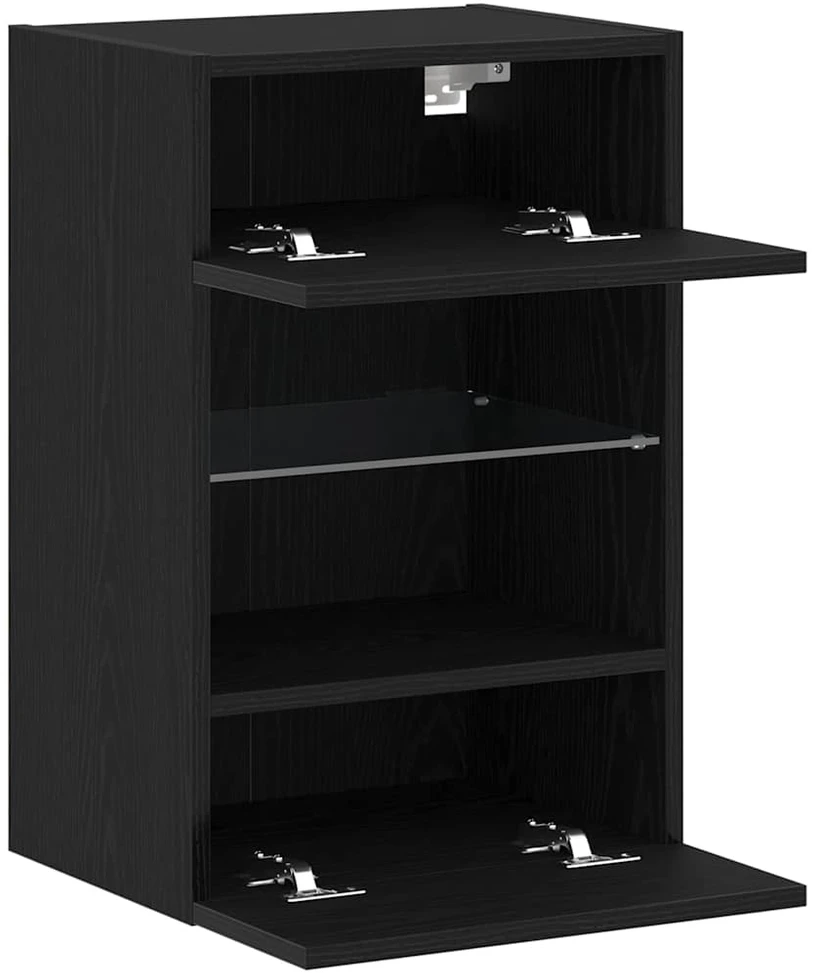 TV staliukas TV spintelių komplektas 2 vnt. Juoda Apdirbta mediena