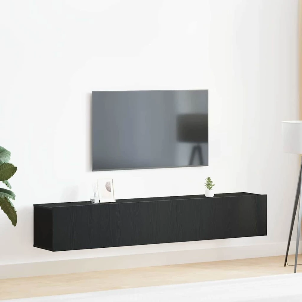 TV staliukas TV spintelių komplektas 2 vnt. Juodas ąžuolas Apdirbta mediena