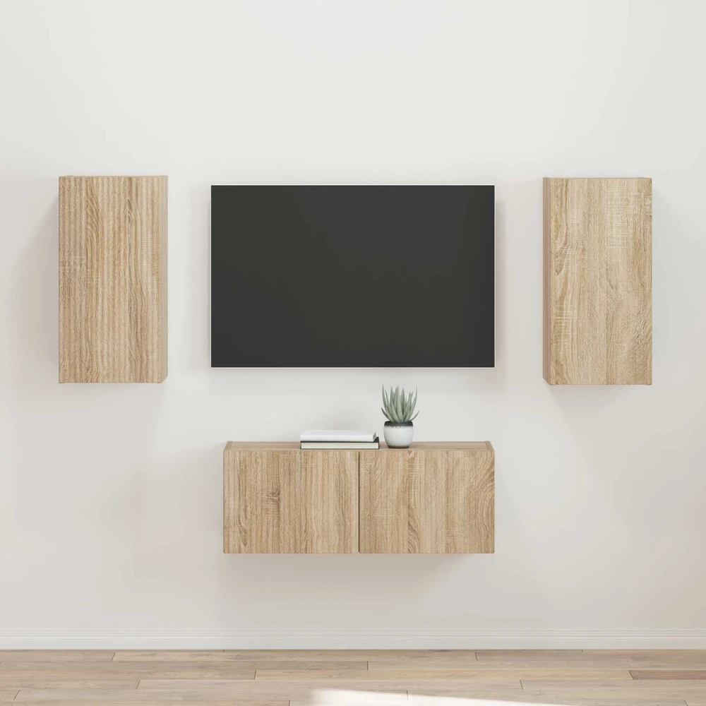 TV staliukas TV spintelių komplektas 2 vnt. Sonoma ąžuolas Apdirbta mediena