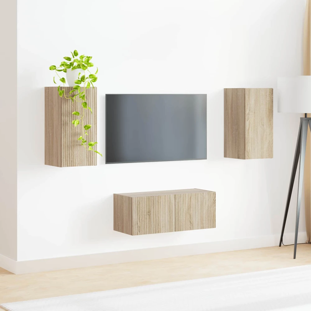 TV staliukas TV spintelių komplektas 2 vnt. Sonoma ąžuolas Apdirbta mediena