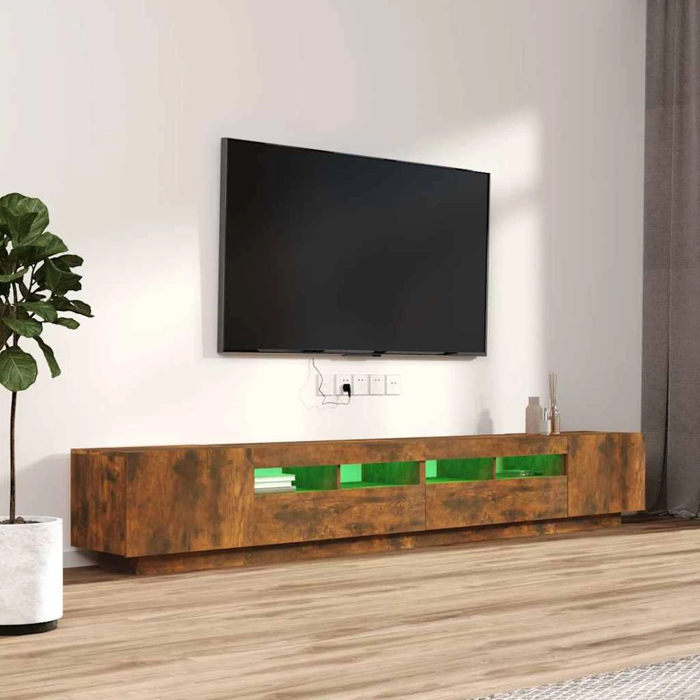 TV staliukas TV spintelių komplektas, 3 dalių, dūminio ąžuolo, mediena