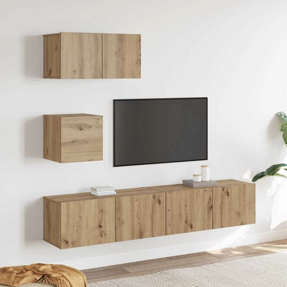 TV staliukas TV spintelių komplektas 3 vnt. Amatininkų ąžuolas