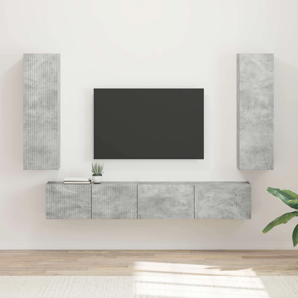 TV staliukas TV spintelių komplektas 3 vnt. Betono pilka Apdirbta mediena