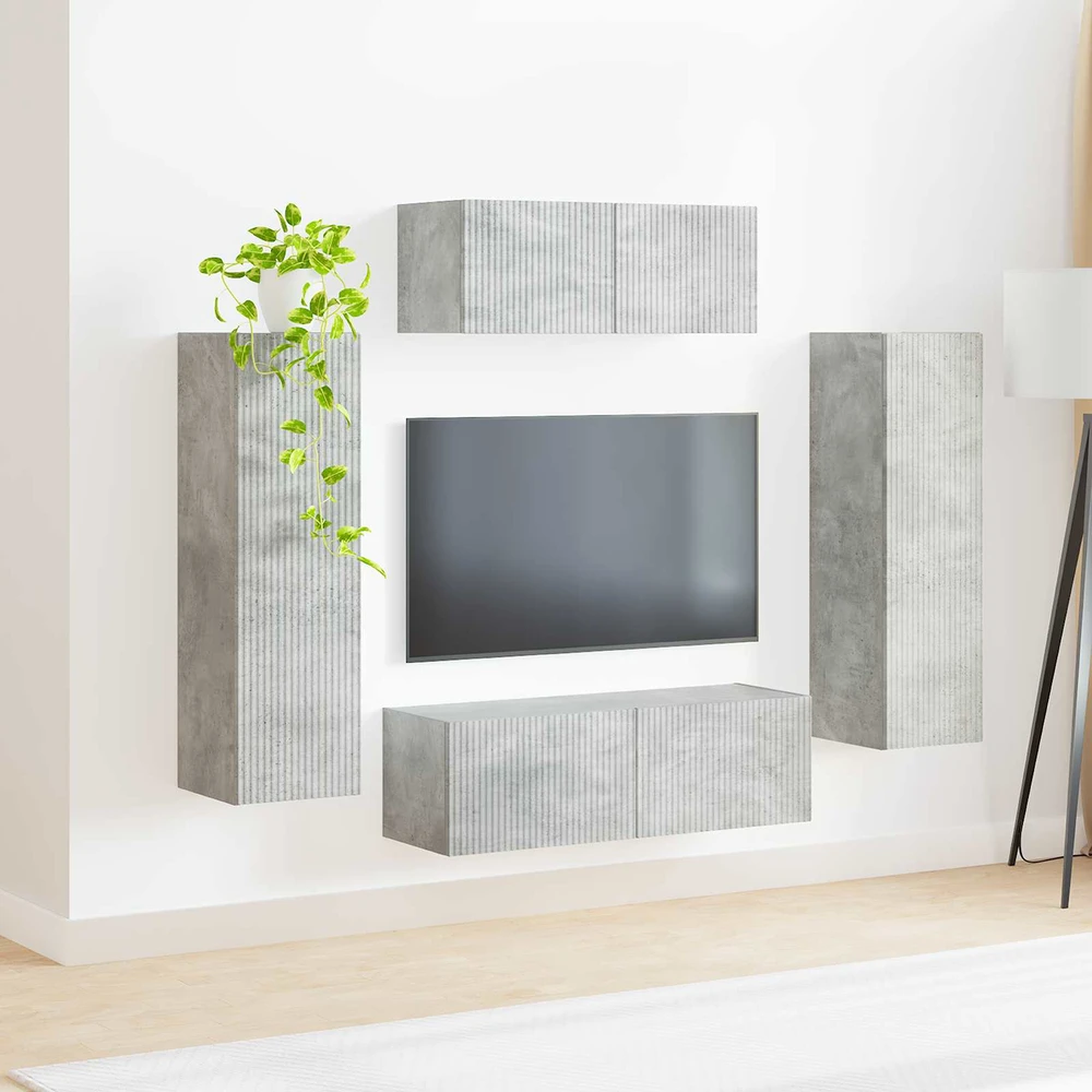 TV staliukas TV spintelių komplektas 3 vnt. Betono pilka Apdirbta mediena