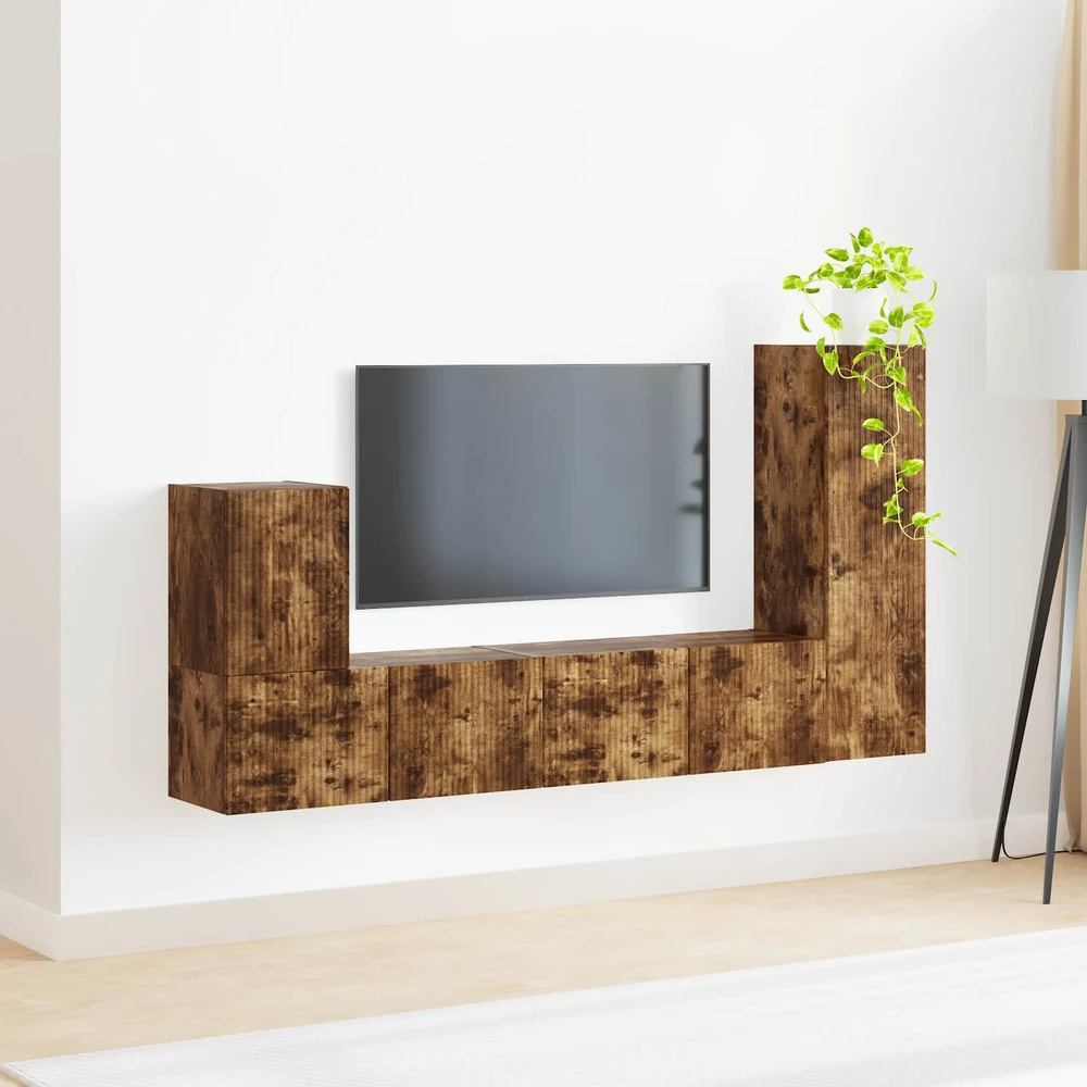 TV staliukas TV spintelių komplektas 3 vnt. Rūkyta ąžuolas Apdirbta mediena