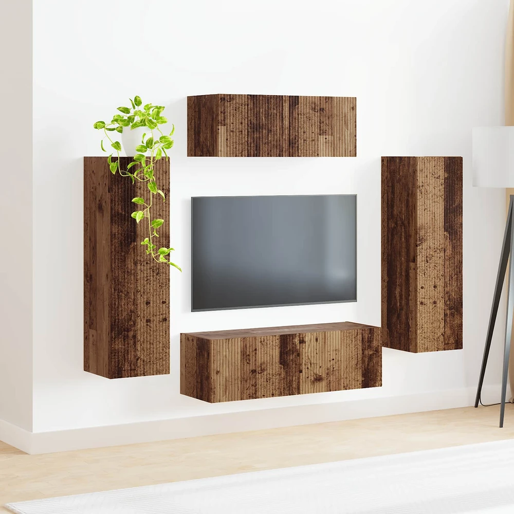 TV staliukas TV spintelių komplektas 3 vnt. Rūkyta ąžuolas Apdirbta mediena