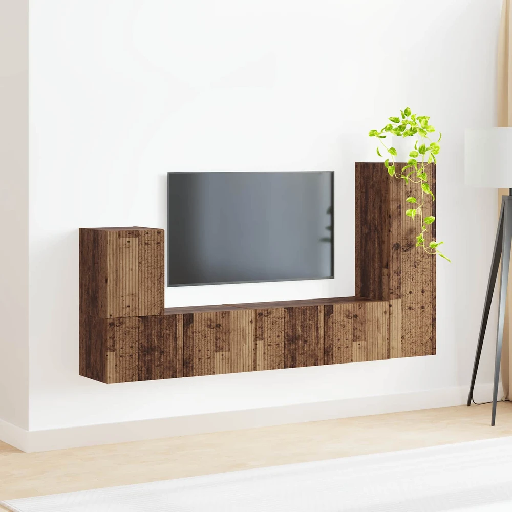 TV staliukas TV spintelių komplektas 3 vnt. Senas medis Apdirbta mediena